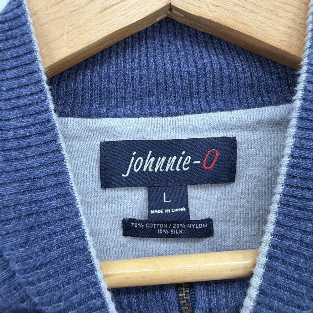 Johnnie-O Men's‎ Large Helios Blue 1/4 Zip Pullover Sweater Cotton Silk Blend